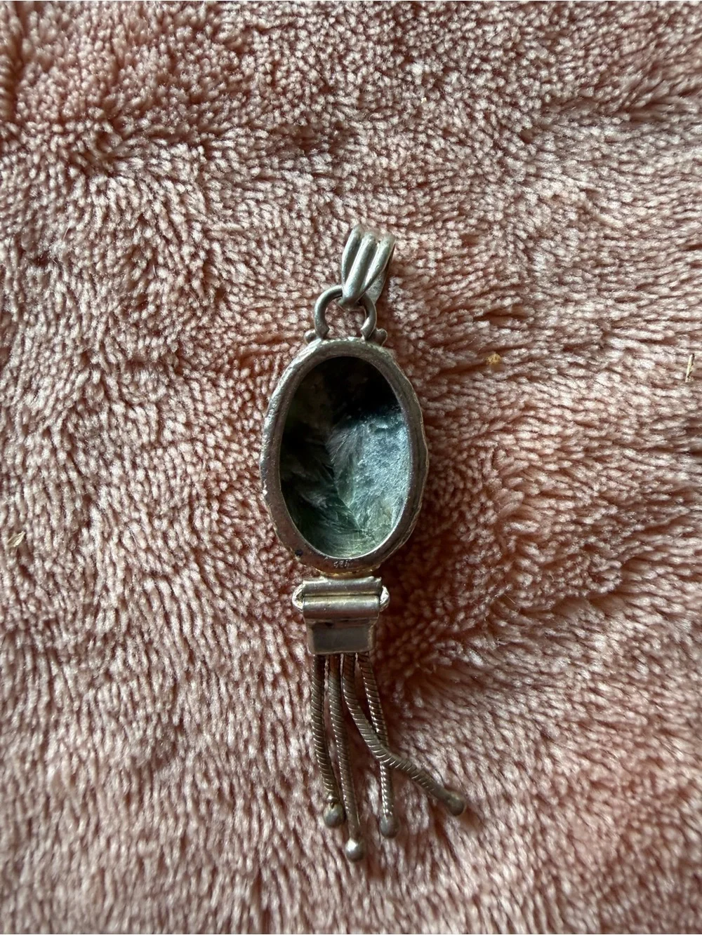 Sterling Silver Green Seraphinite Oval Pendant